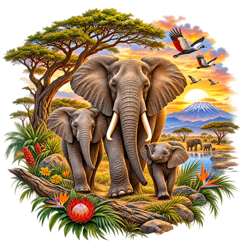 Centered Elephant Landscape