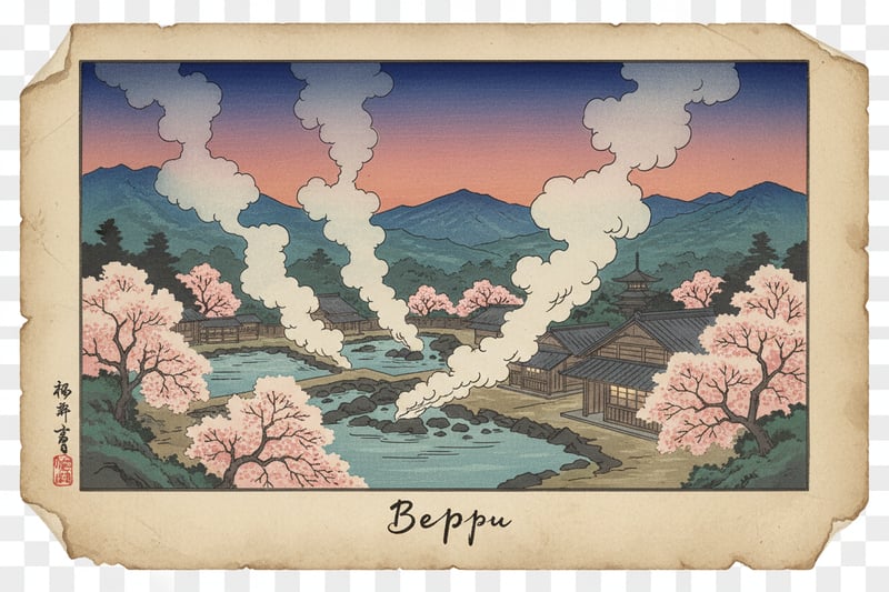 Beppu Hot Springs Ukiyo-e Art