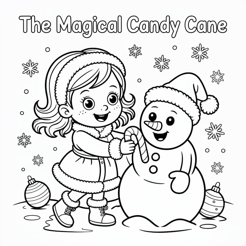 Magical Candy Cane Coloring Page