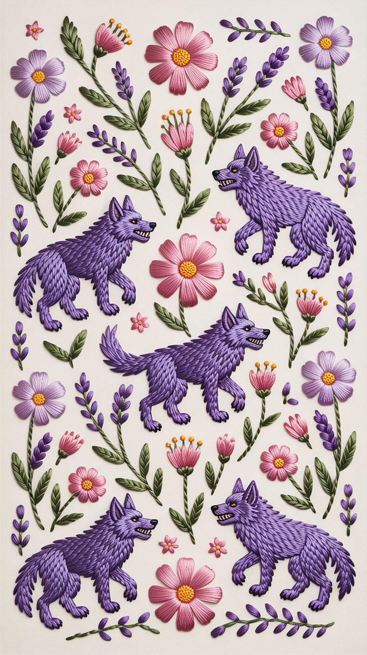 Pastel Werewolves Embroidery Pattern