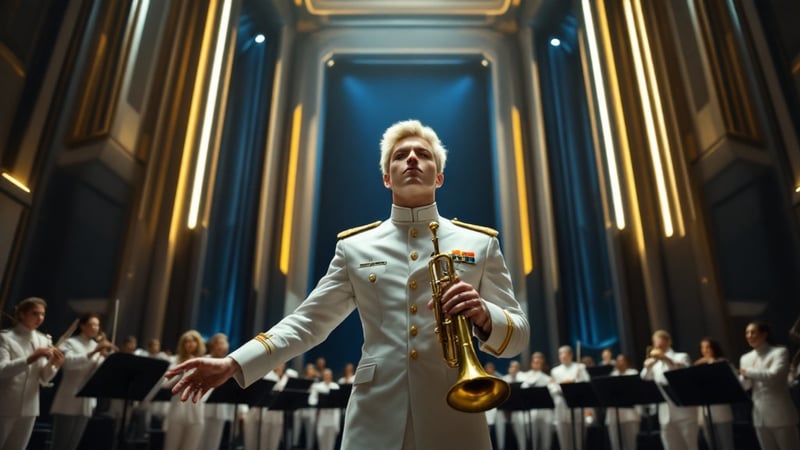 Orchestra Musician in Military Uniform
