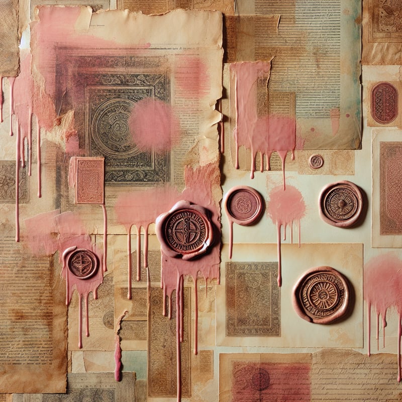 Torn French Book Page with Paint Smears