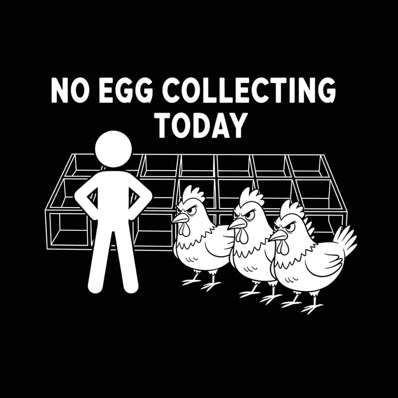 Minimalist Stick Figure with Angry Chickens