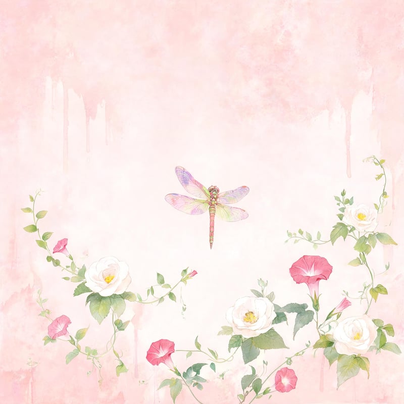 Watercolor Dragonfly with Floral Background