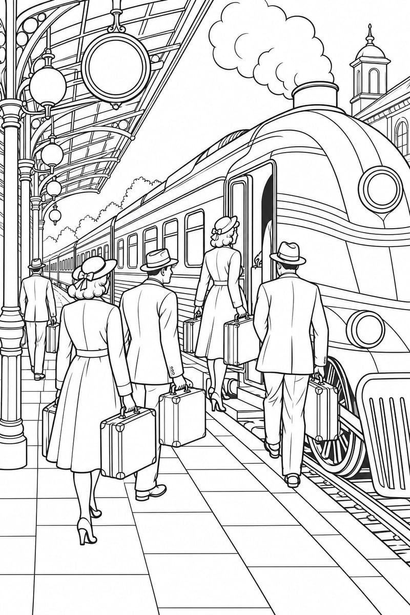 Train Station Departure Coloring Page