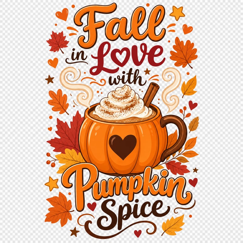 Fall Pumpkin Spice Latte Illustration