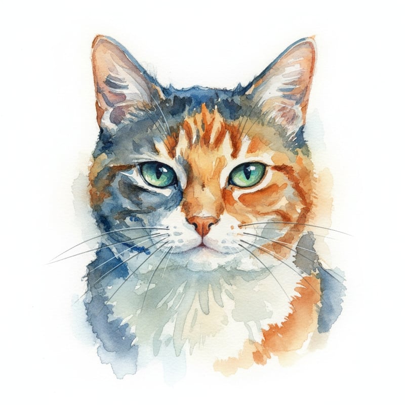 Watercolor Cat Portrait