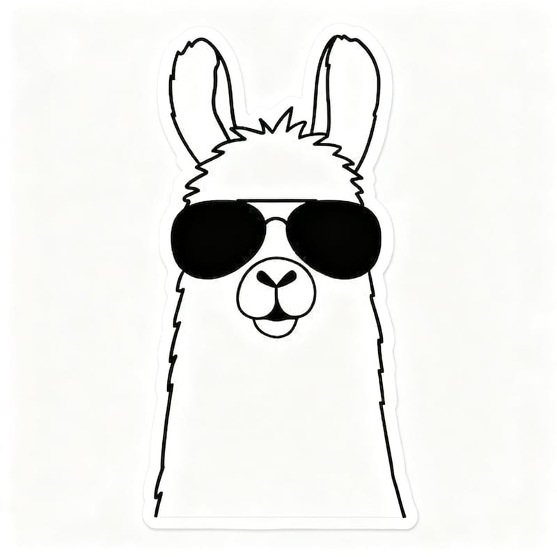 Minimalist Black and White Llama Art