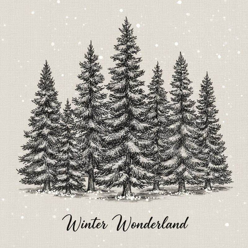 Winter Evergreens Illustration