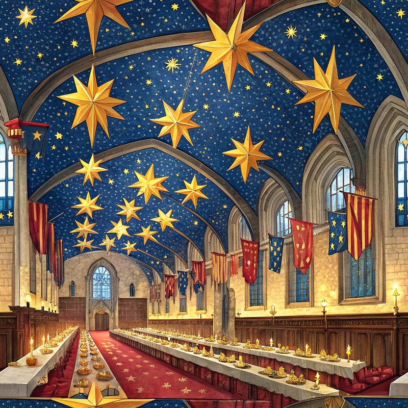 Majestic Great Hall with Floating Stars