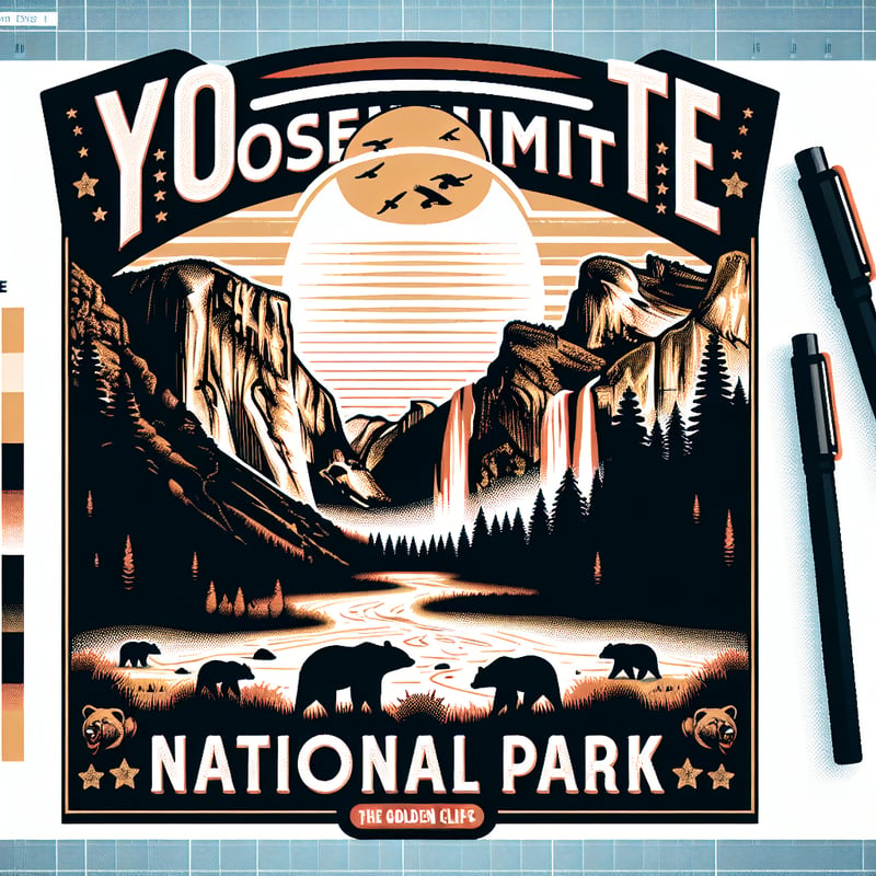 Retro Yosemite National Park Illustration