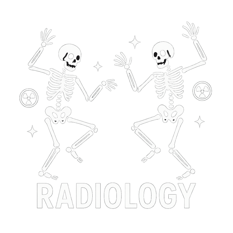 Minimalist Radiology Logo with Dancing Skeletons