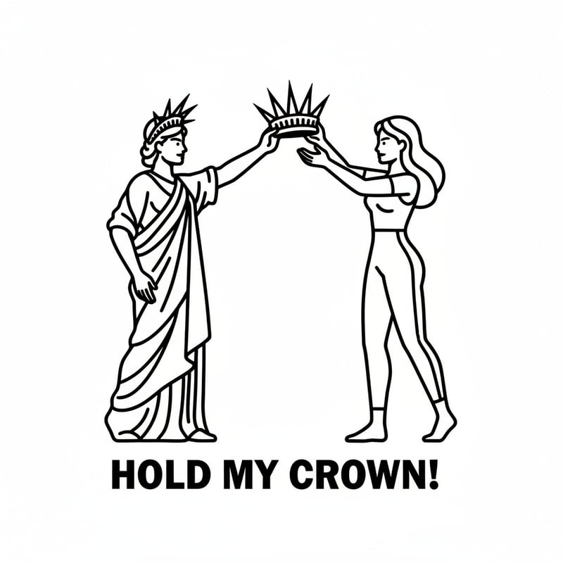Statue of Liberty Passing Crown Line Art