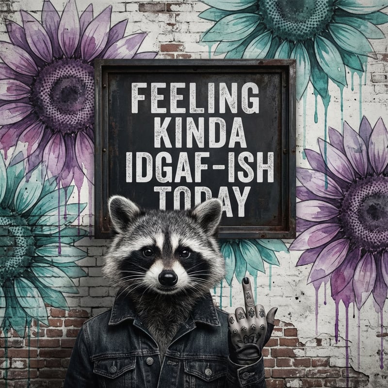 Edgy Raccoon with Tattooed Finger