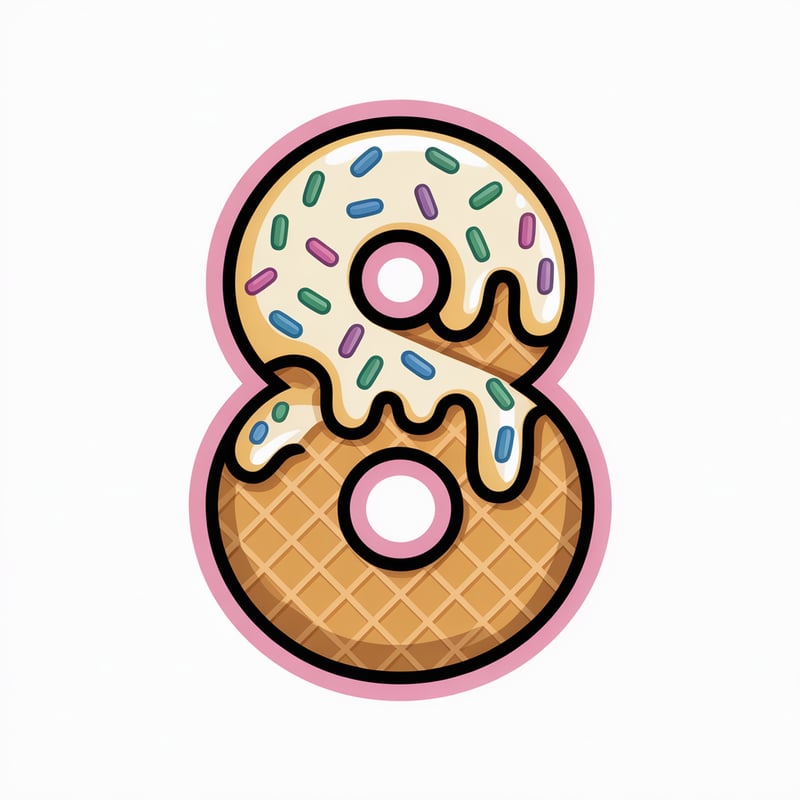 Cartoon Ice Cream Cone Number 8