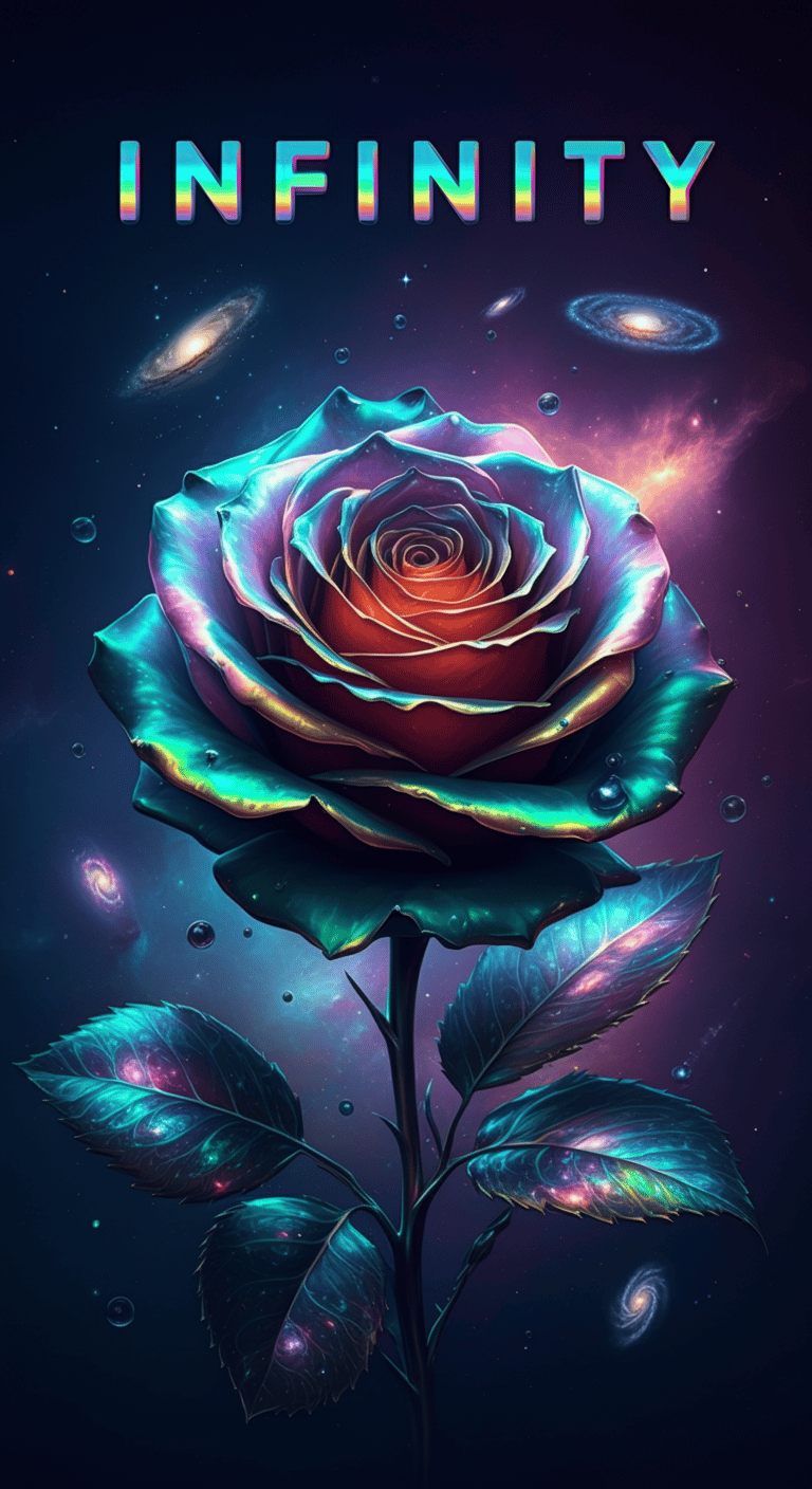 Cosmic Iridescent Rose Artwork