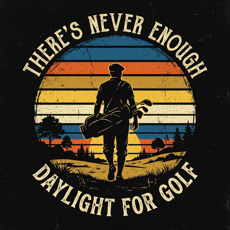 Vintage Golfer Silhouette at Sunset