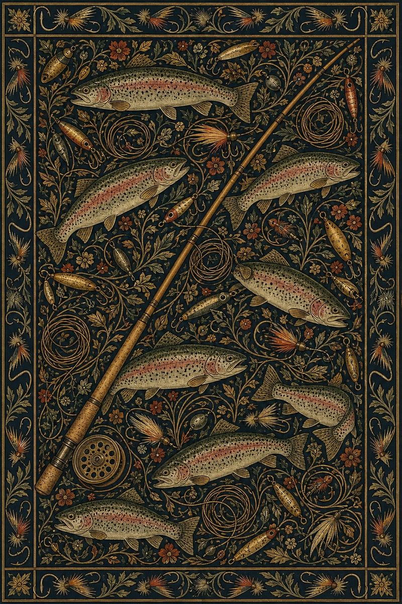 William Morris Style Fishing Textile Pattern
