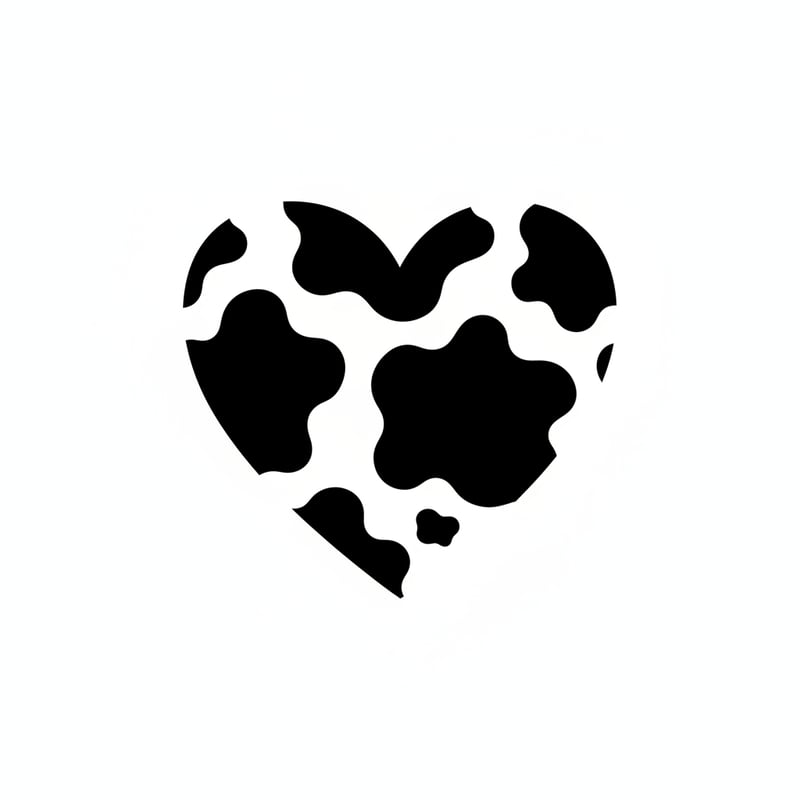 Heart with Cow Print Pattern
