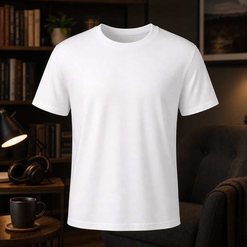 3D Ghost Mannequin White T-Shirt Mockup