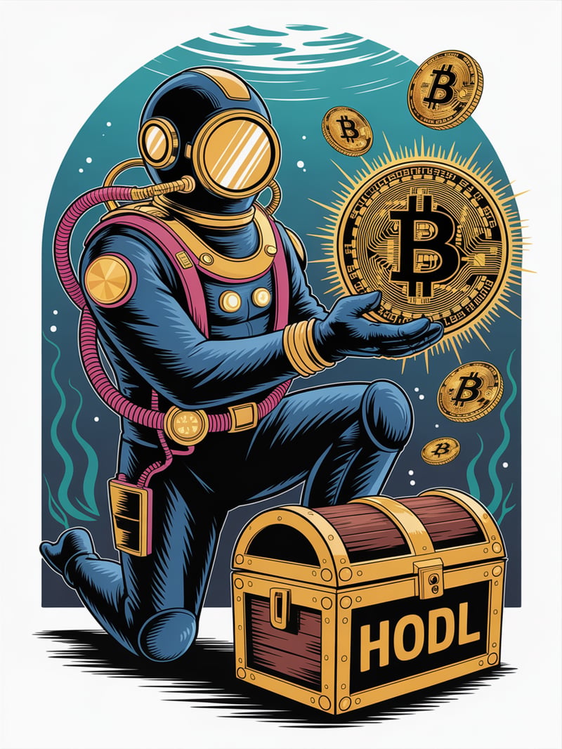 Futuristic Diver with Glowing Bitcoin