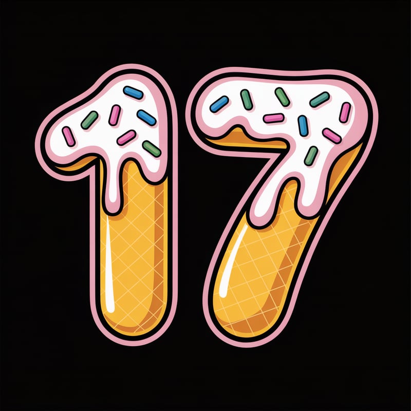 Cartoon Donut Number 17 Illustration