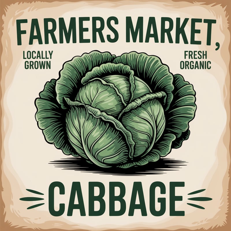 Vintage Farmers Market Cabbage Ad