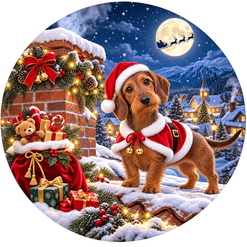 Red Wirehaired Dachshund Holiday Design