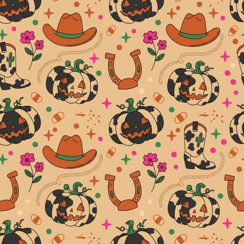 Whimsical Western Halloween Pattern