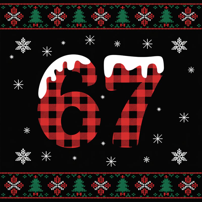 Christmas Number 67 Plaid Illustration