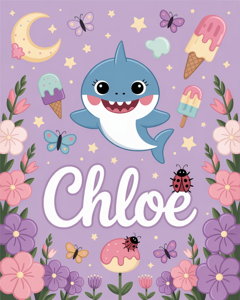 Pastel Toddler Shark Blanket Design