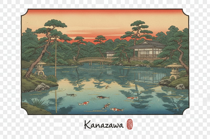 Kanazawa Gardens Ukiyo-e Art