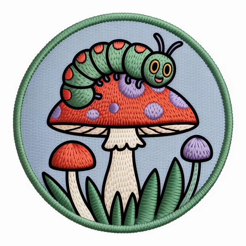 Caterpillar Embroidery Patch Design