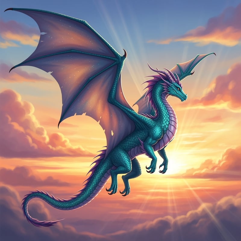 Teal and Purple Dragon Illustration