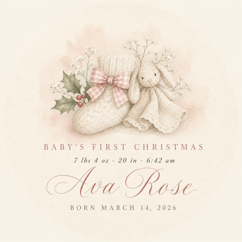 Watercolor Baby's First Christmas Ornament
