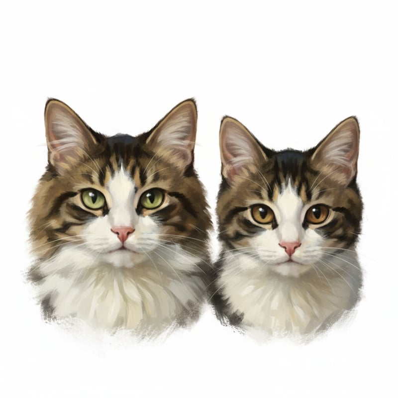 Digital Oil Painting of Two Cats