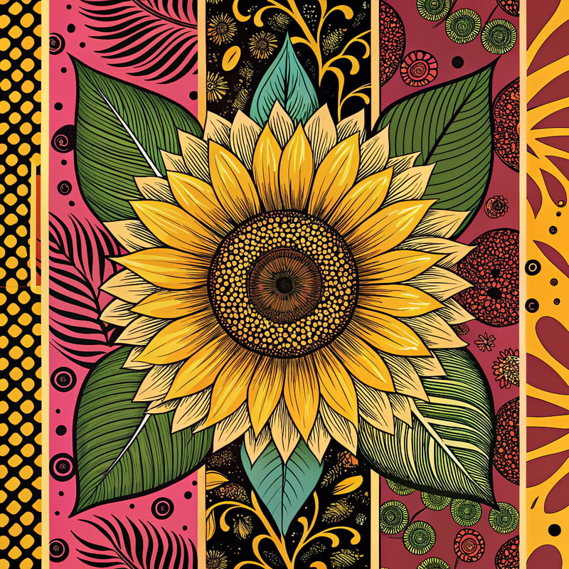 Vibrant Sunflower with Leopard and Cowhide