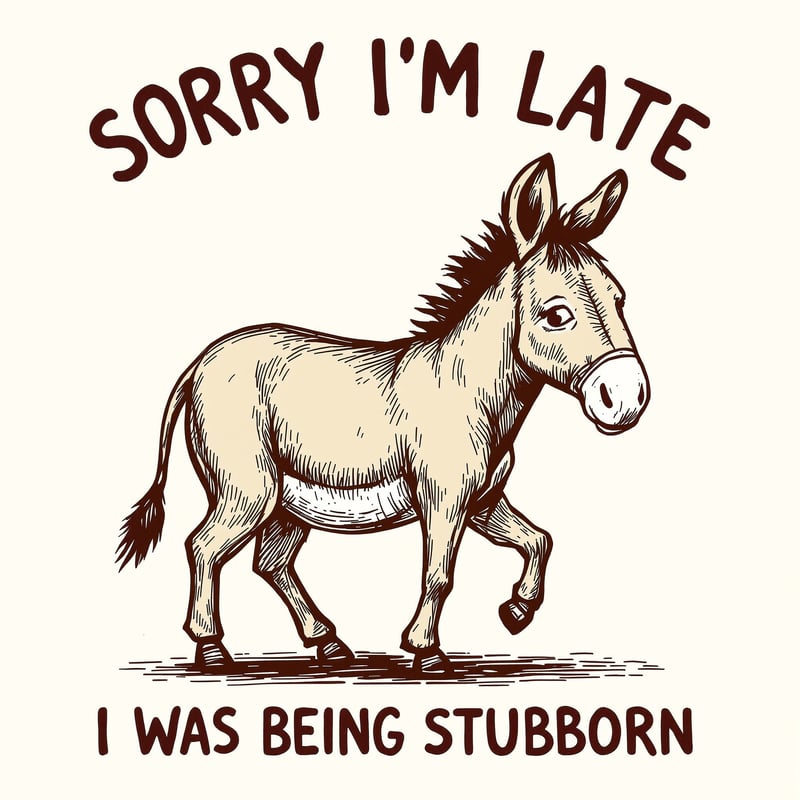 Retro Donkey Illustration with Funny Text