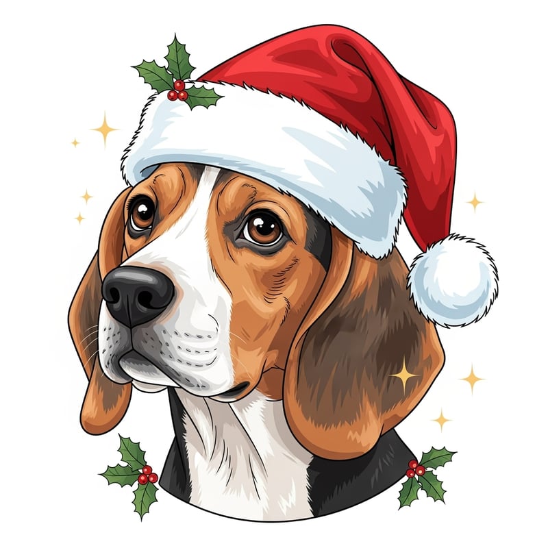 Beagle in Santa Hat Illustration