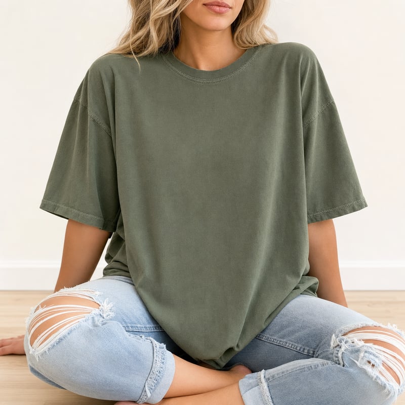 Blank Moss Green Oversized T-Shirt