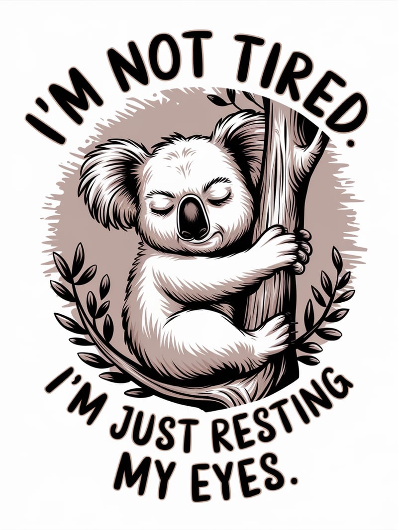 Retro Koala Drawing with Text