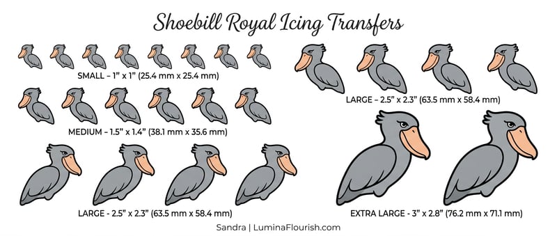 Shoebill Royal Icing Transfer Sheet