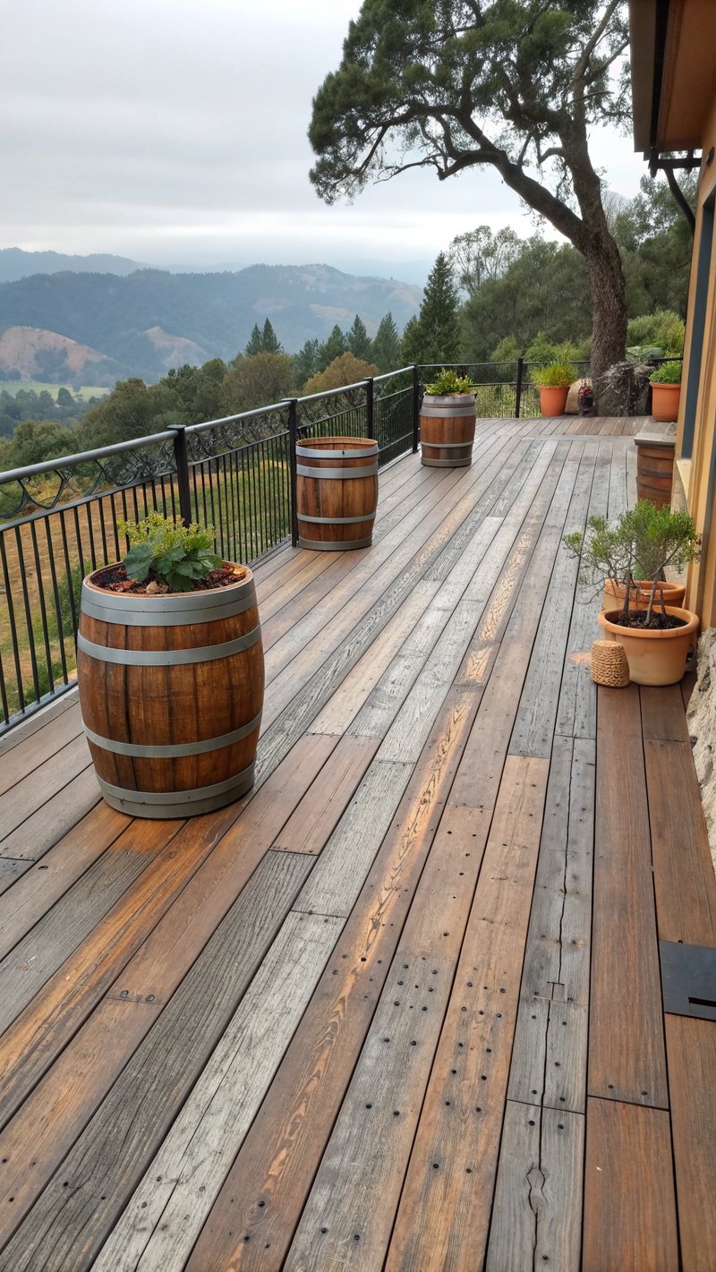 Weathered Redwood Deck in Mediterranean Climate
