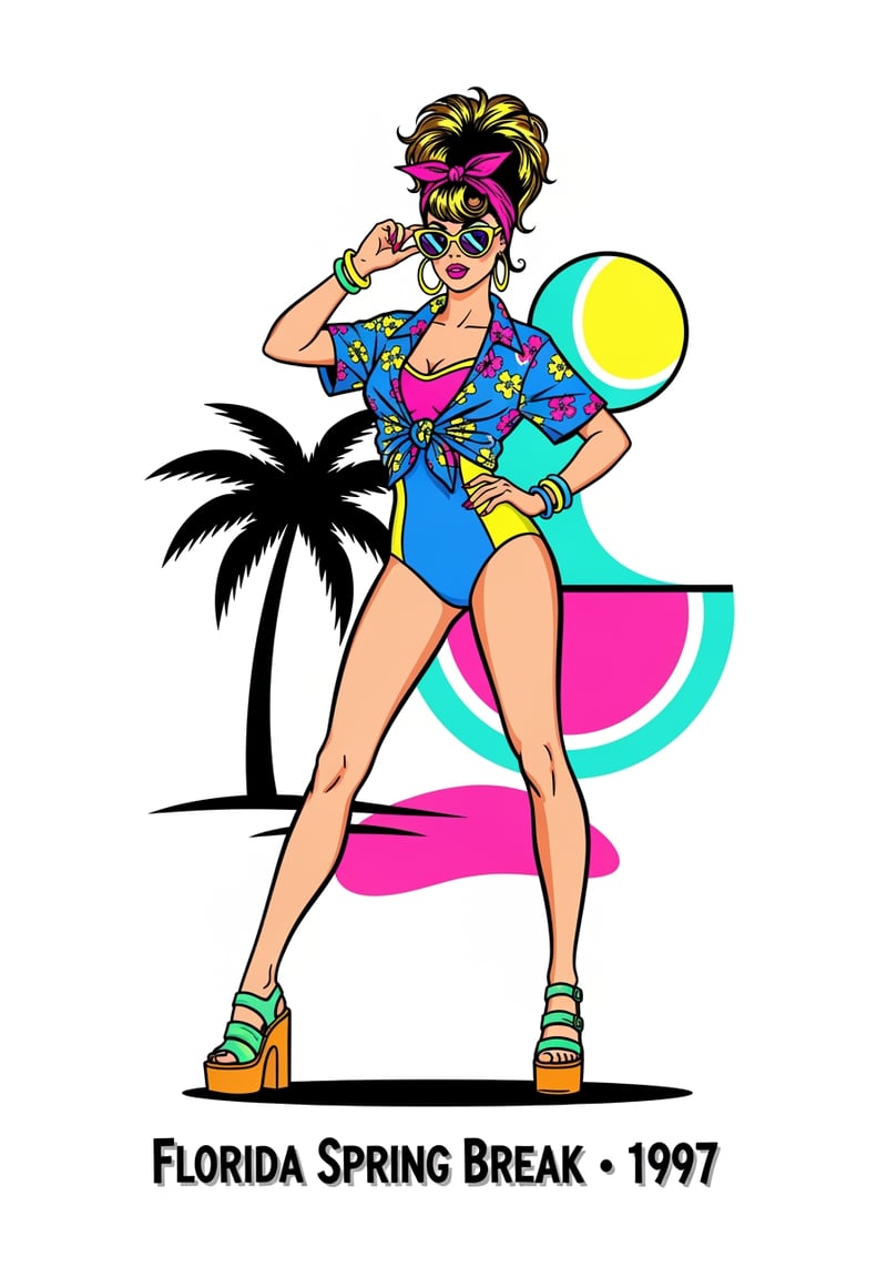 1990s Florida Spring Break Pin-Up Shirt