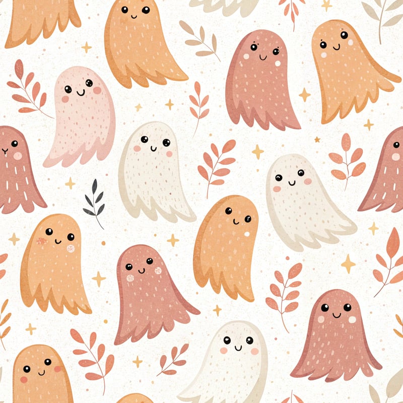 Pastel Kawaii Ghosts Vector
