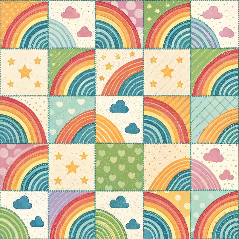 Colorful Rainbow Checkerboard Design