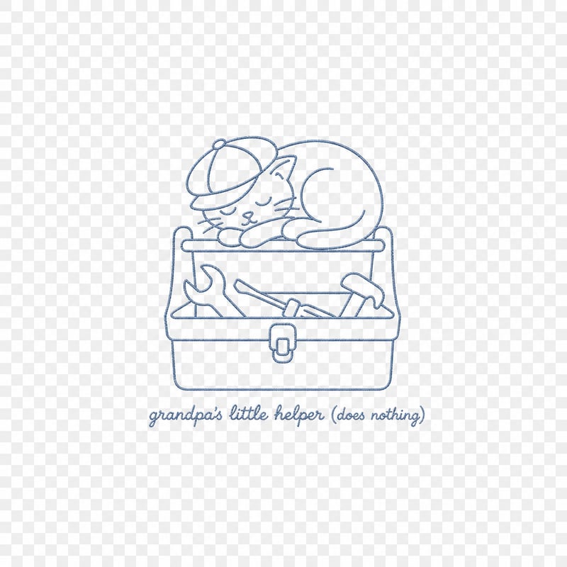 Minimalist embroidered cat toolbox icon
