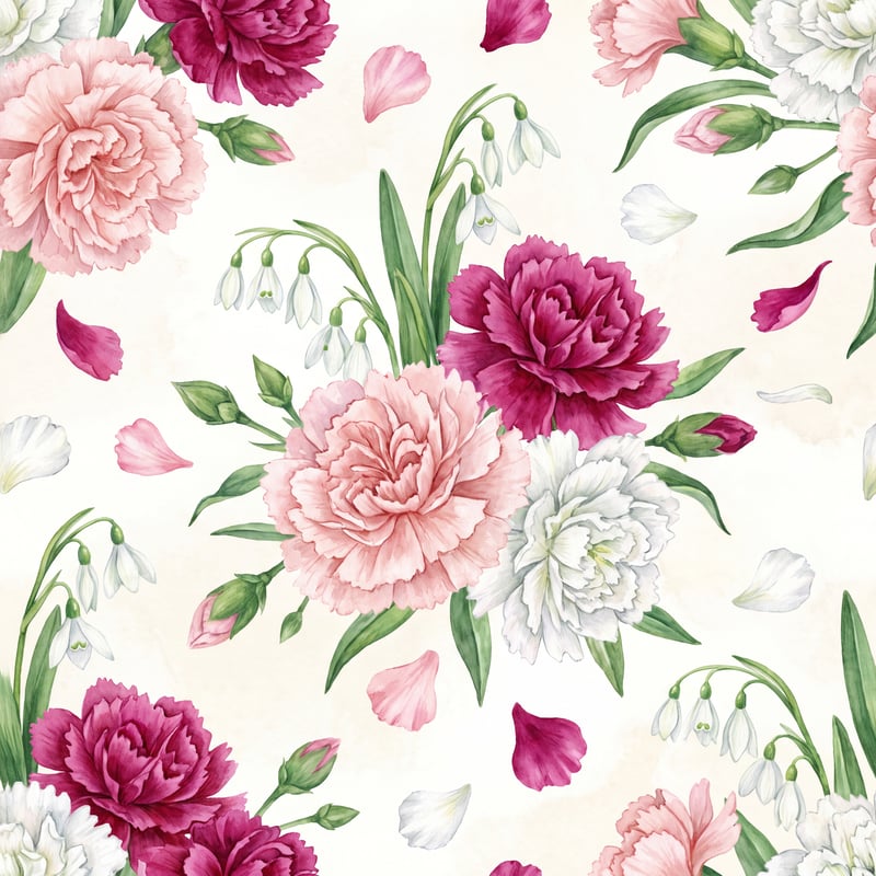 January Birth Month Flower Pattern