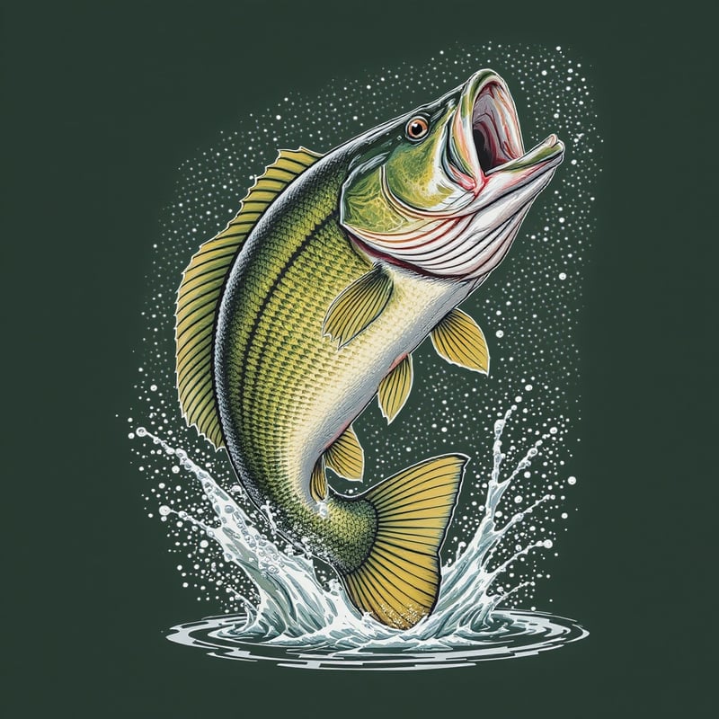 Largemouth Bass Leaping Illustration