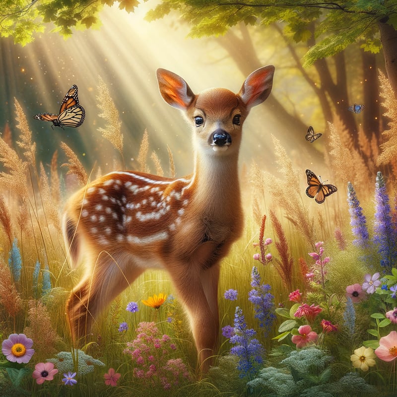 Serene Deer Fawn in a Meadow